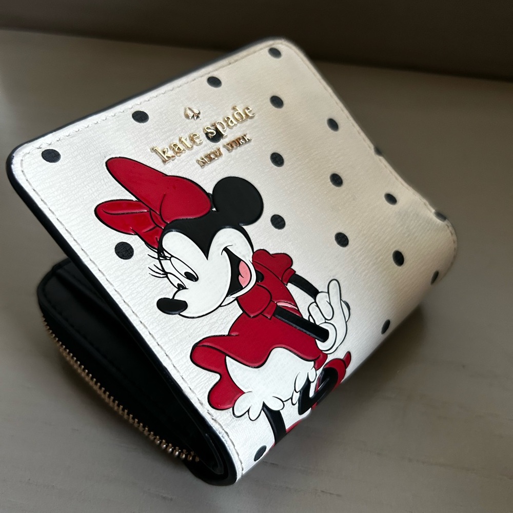 Kate Spade Minnie Mouse Black and White Polka Dot Wallet